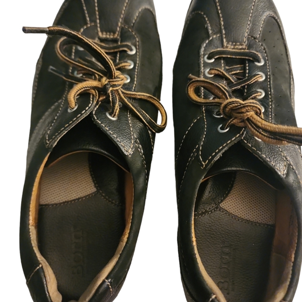 Born Unisex Hawkeye Leather Black/Brown Bicycle Toe Shoes  - Sz M/W 11/13